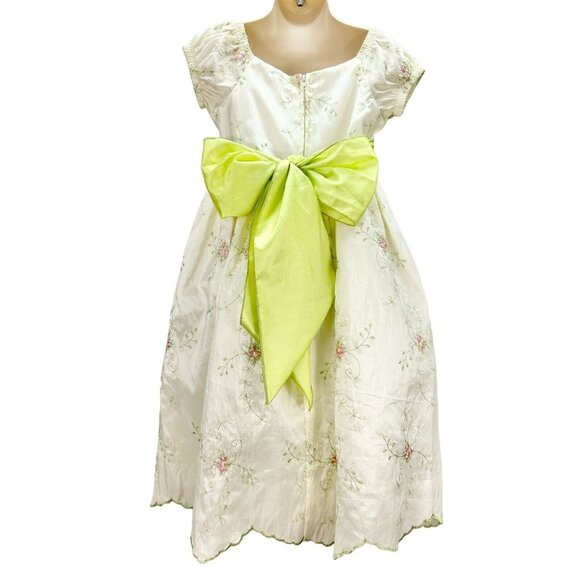 Crayon Kids Child's Dress Size 4T Green Pink Flowers Short Sleeve - Picture 4 of 7